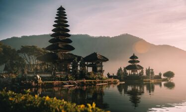 Bali tour package temple and tropical landscape view