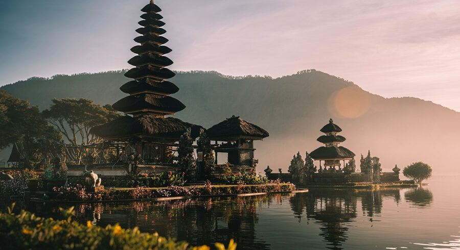 Bali tour package temple and tropical landscape view