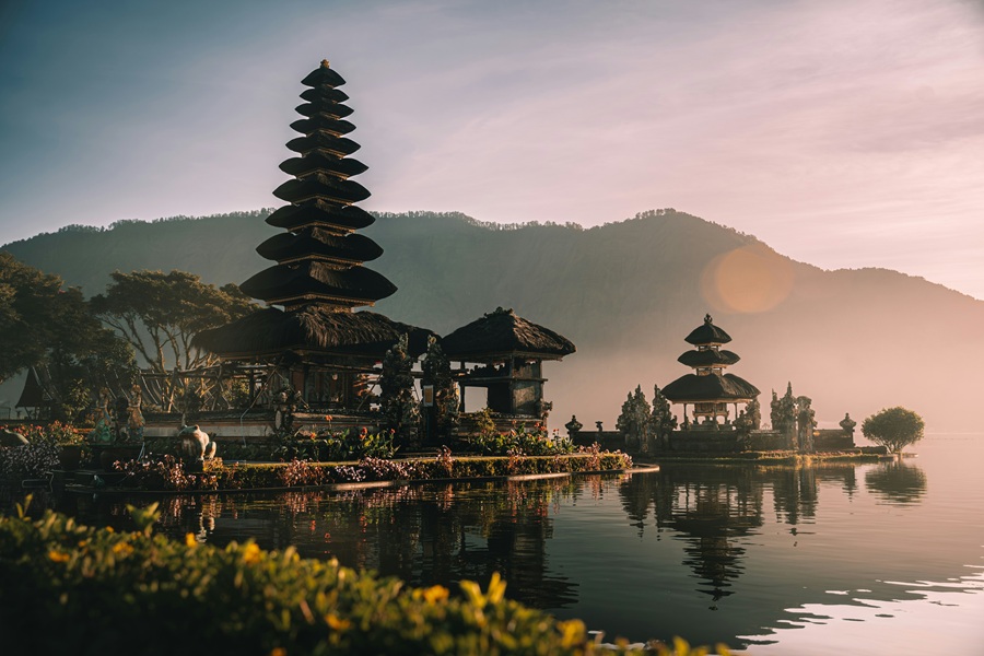 Bali tour package temple and tropical landscape view