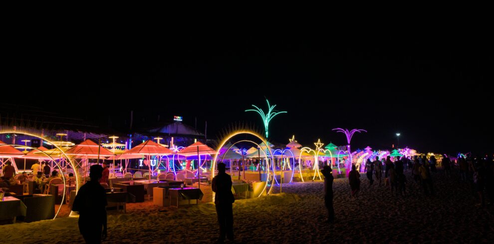 Goa beach nightlife package party and night lights