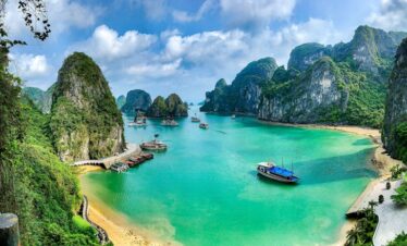 Vietnam tour package Halong Bay limestone islands scenic view
